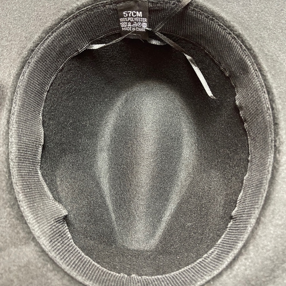 Black Fedora Hat Braided Vegan Leather Strap - Picture 3 of 4